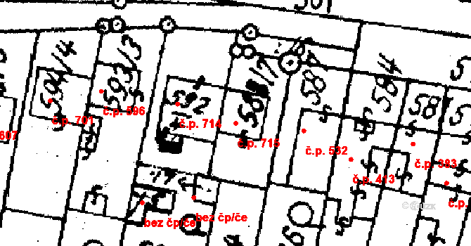 Kostelec na Hané 715 na parcele st. 588/7 v KÚ Kostelec na Hané, Katastrální mapa