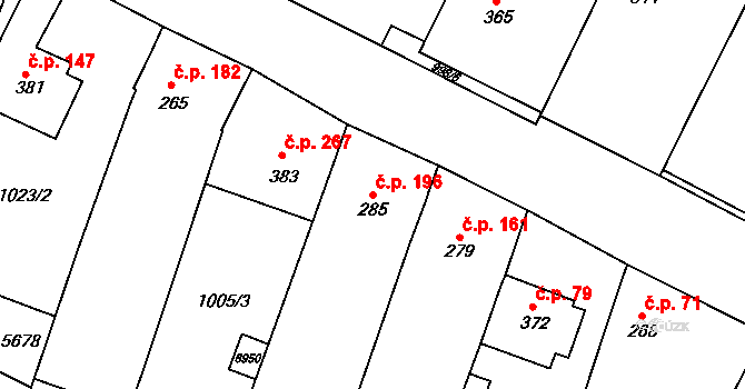Vémyslice 196 na parcele st. 285 v KÚ Vémyslice, Katastrální mapa