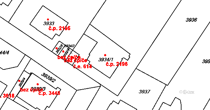 Znojmo 2196 na parcele st. 3934/1 v KÚ Znojmo-město, Katastrální mapa