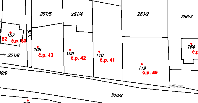Šlotava 41, Budiměřice na parcele st. 110 v KÚ Šlotava, Katastrální mapa