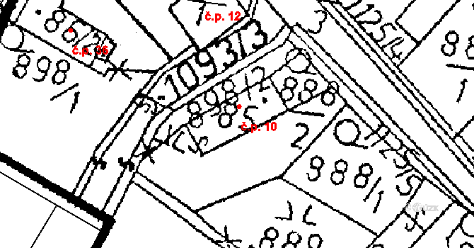 Pivnisko 10, Chlístovice na parcele st. 85 v KÚ Žandov, Katastrální mapa