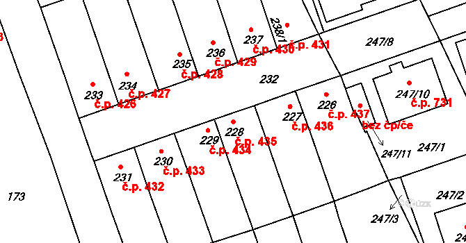 Chropyně 435 na parcele st. 228 v KÚ Chropyně, Katastrální mapa