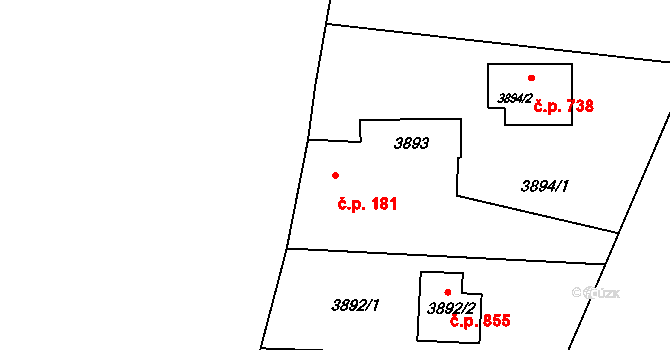 Horní Těrlicko 181, Těrlicko na parcele st. 3893 v KÚ Horní Těrlicko, Katastrální mapa