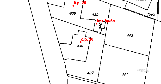 Dolní Těrlicko 26, Těrlicko na parcele st. 436 v KÚ Dolní Těrlicko, Katastrální mapa