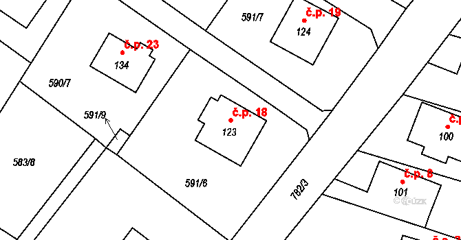 Domaslavice 18, Proseč pod Ještědem na parcele st. 123 v KÚ Javorník u Českého Dubu, Katastrální mapa