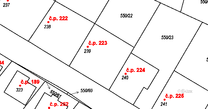 Lovčice 223 na parcele st. 239 v KÚ Lovčice u Nového Bydžova, Katastrální mapa
