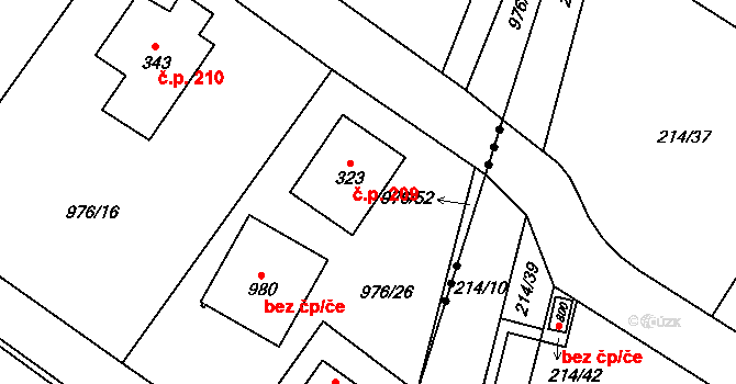 Želivec 209, Sulice na parcele st. 323 v KÚ Sulice, Katastrální mapa