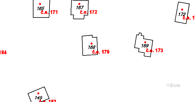 Levousy 179, Křesín na parcele st. 168 v KÚ Levousy, Katastrální mapa