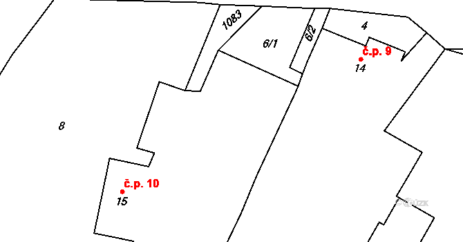 Prostřední Lhota 10, Chotilsko na parcele st. 15 v KÚ Prostřední Lhota, Katastrální mapa
