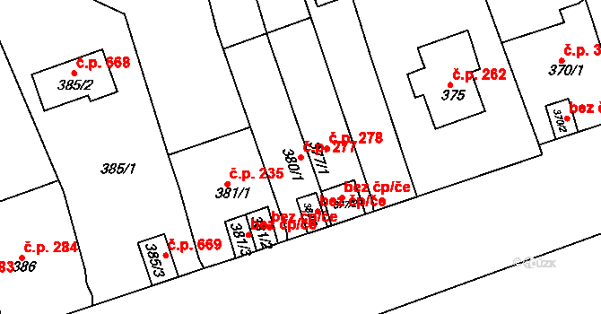 Neštěmice 277, Ústí nad Labem na parcele st. 380/1 v KÚ Neštěmice, Katastrální mapa