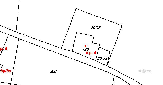 Marketa 4, Dolní Poustevna na parcele st. 128 v KÚ Horní Poustevna, Katastrální mapa