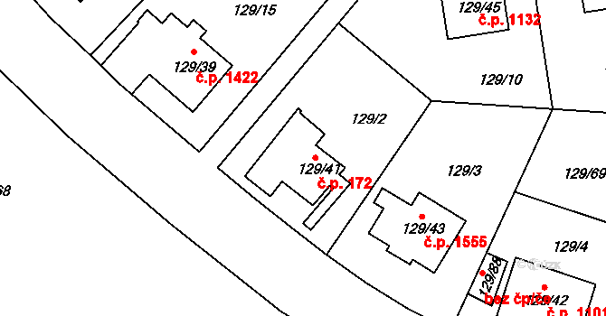 Krč 172, Praha na parcele st. 129/41 v KÚ Krč, Katastrální mapa