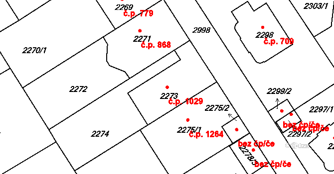Nusle 1029, Praha na parcele st. 2273/1 v KÚ Nusle, Katastrální mapa
