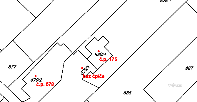 Rumburk 1 175, Rumburk na parcele st. 880/4 v KÚ Rumburk, Katastrální mapa