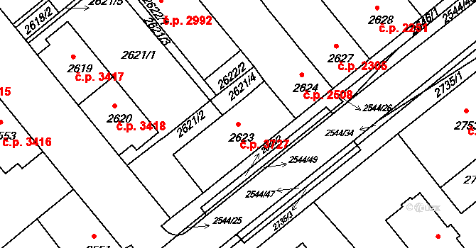 Chomutov 3727 na parcele st. 2623 v KÚ Chomutov II, Katastrální mapa