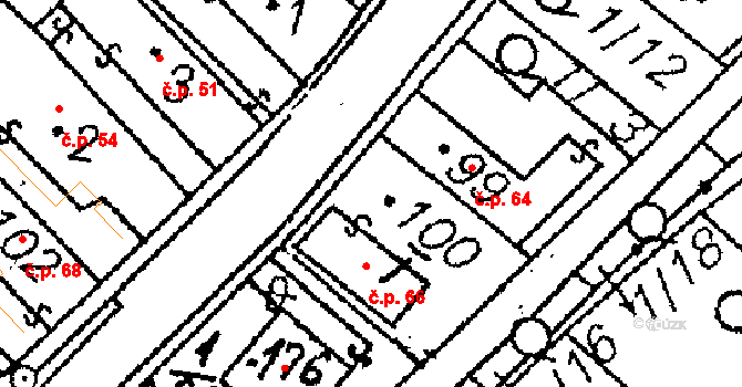 Končice 66, Žiželice na parcele st. 100/1 v KÚ Končice, Katastrální mapa