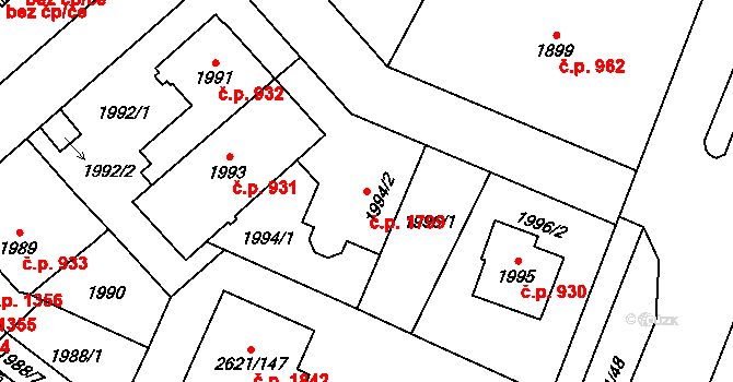 Kobylisy 1799, Praha na parcele st. 1994/2 v KÚ Kobylisy, Katastrální mapa