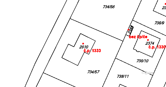 Neratovice 1333 na parcele st. 2810 v KÚ Neratovice, Katastrální mapa