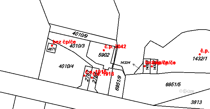 Žatec 3042 na parcele st. 5902 v KÚ Žatec, Katastrální mapa