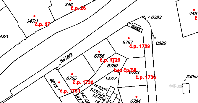 Beroun-Město 1729, Beroun na parcele st. 6756 v KÚ Beroun, Katastrální mapa