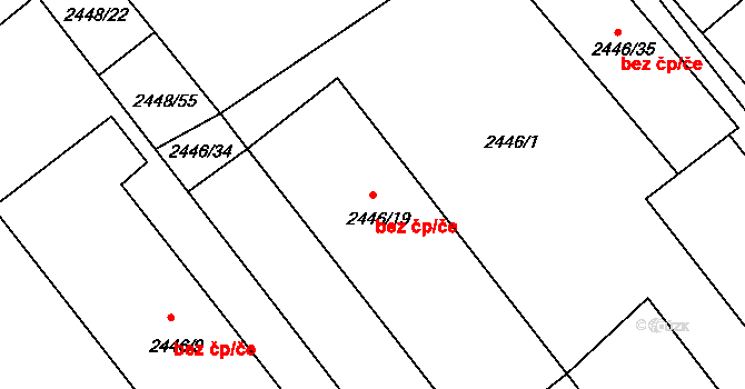 Pelhřimov 2166 na parcele st. 2446/19 v KÚ Pelhřimov, Katastrální mapa