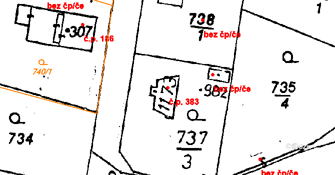 Poříčí nad Sázavou 383 na parcele st. 1173 v KÚ Poříčí nad Sázavou, Katastrální mapa