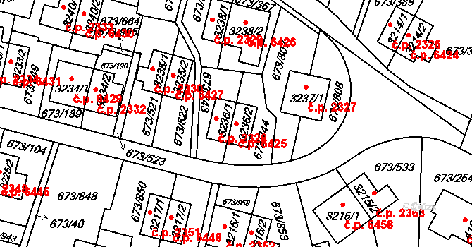 Zlín 6425 na parcele st. 3236/2 v KÚ Zlín, Katastrální mapa