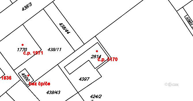 Zábřeh 3170, Ostrava na parcele st. 2814 v KÚ Zábřeh nad Odrou, Katastrální mapa