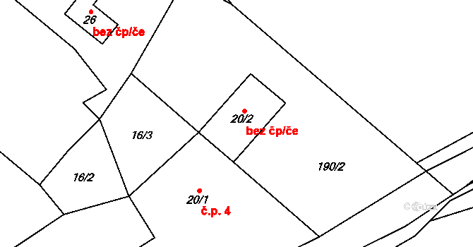 Skorotice 38376610 na parcele st. 20/2 v KÚ Skorotice, Katastrální mapa
