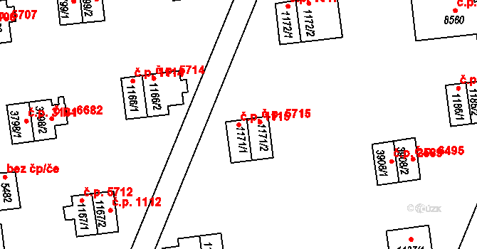 Zlín 1115 na parcele st. 1171/1 v KÚ Zlín, Katastrální mapa