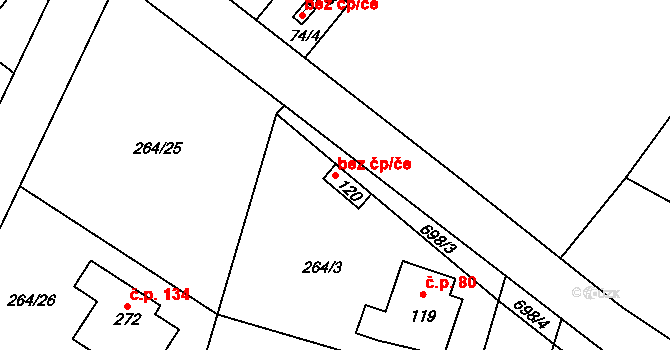 Rodvínov 43062610 na parcele st. 120 v KÚ Rodvínov, Katastrální mapa