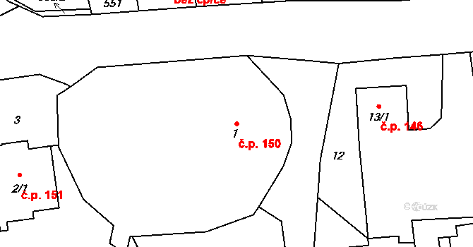 Píšť 150 na parcele st. 1 v KÚ Píšť, Katastrální mapa