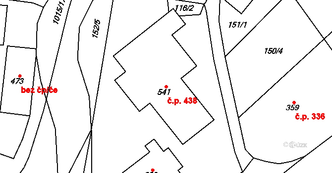 Kokory 438 na parcele st. 541 v KÚ Kokory, Katastrální mapa