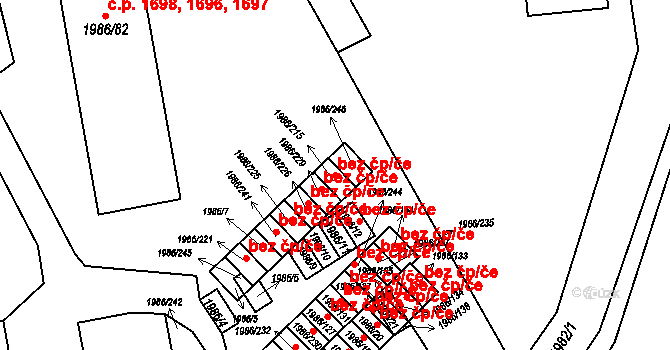 Turnov 48999610 na parcele st. 1986/215 v KÚ Turnov, Katastrální mapa