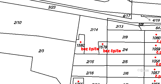 Hrušovany nad Jevišovkou 50317610 na parcele st. 1580 v KÚ Hrušovany nad Jevišovkou, Katastrální mapa