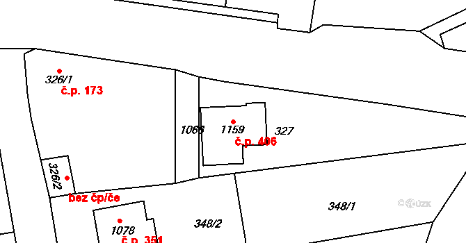 Rynholec 406 na parcele st. 1159 v KÚ Rynholec, Katastrální mapa