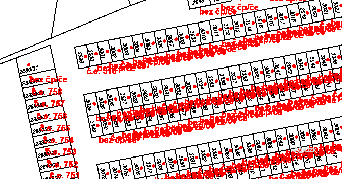 Lutyně 278, Orlová na parcele st. 3031 v KÚ Horní Lutyně, Katastrální mapa