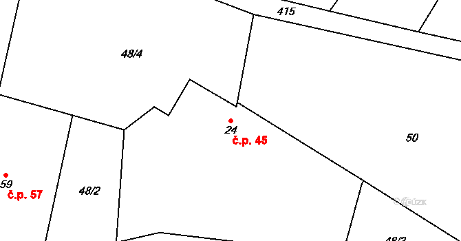 Chacholice 45, Chrast na parcele st. 24 v KÚ Chacholice, Katastrální mapa