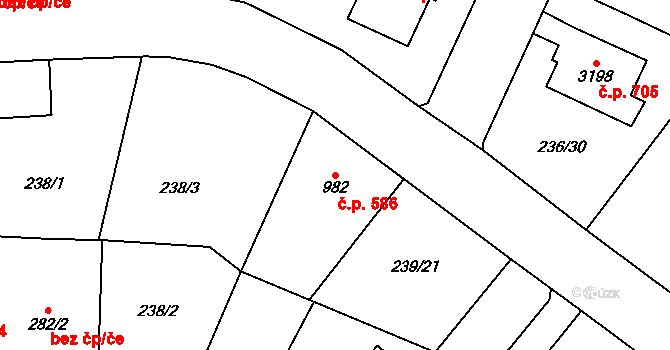 Sušice II 586, Sušice na parcele st. 982 v KÚ Sušice nad Otavou, Katastrální mapa