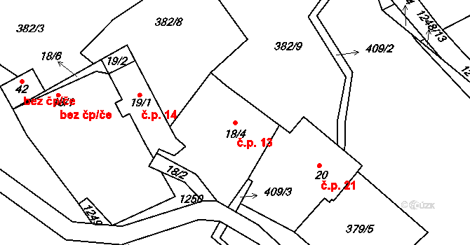 Leptač 13, Chroboly na parcele st. 18/4 v KÚ Rohanov u Prachatic, Katastrální mapa