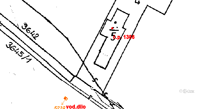 Poděbrady III 1386, Poděbrady na parcele st. 3633/5 v KÚ Poděbrady, Katastrální mapa