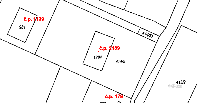 Ládví 2139, Kamenice na parcele st. 1284 v KÚ Ládví, Katastrální mapa