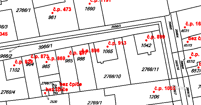 Lipník nad Bečvou I-Město 913, Lipník nad Bečvou na parcele st. 1065 v KÚ Lipník nad Bečvou, Katastrální mapa