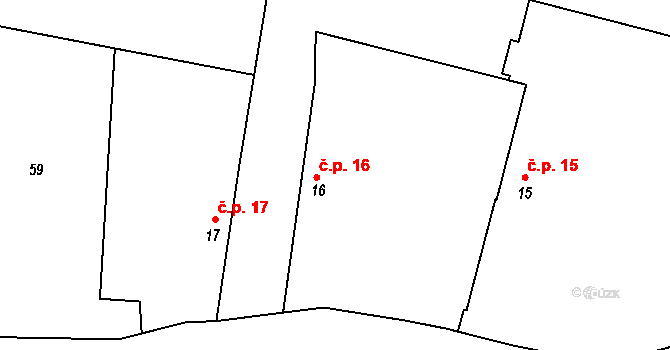 Miletín 16, Onomyšl na parcele st. 16 v KÚ Miletín u Onomyšle, Katastrální mapa