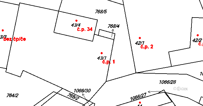 Jelmo 1, Libníč na parcele st. 43/1 v KÚ Jelmo, Katastrální mapa
