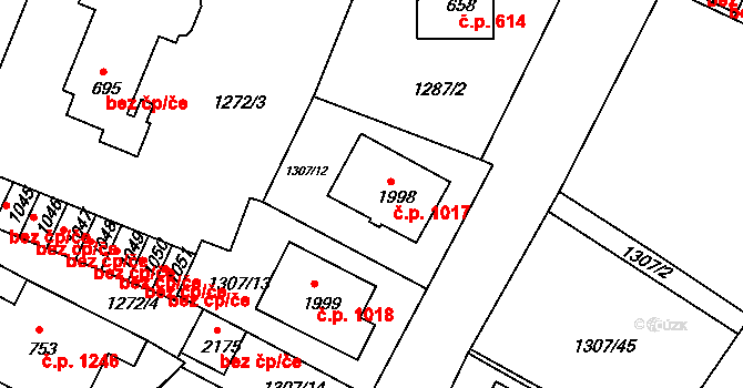 Trhové Sviny 1017 na parcele st. 1998 v KÚ Trhové Sviny, Katastrální mapa
