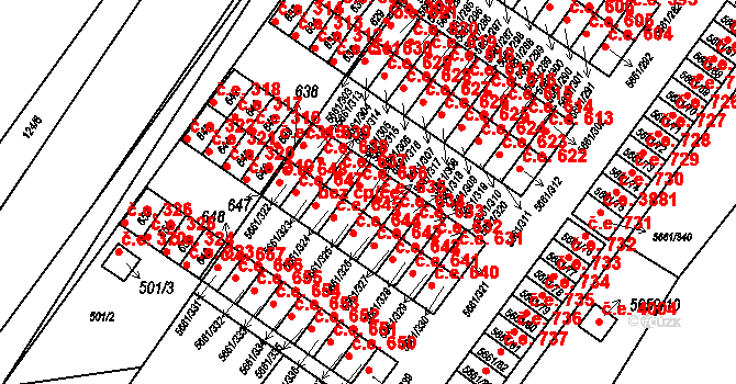 Jihlava 636 na parcele st. 5661/316 v KÚ Jihlava, Katastrální mapa