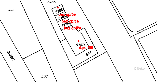 Lyžbice 138, Třinec na parcele st. 515/1 v KÚ Lyžbice, Katastrální mapa