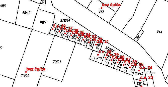 Kobylnice 33 na parcele st. 376/7 v KÚ Kobylnice u Brna, Katastrální mapa