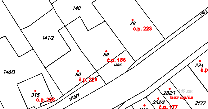 Chvalkovice na Hané 156, Ivanovice na Hané na parcele st. 89 v KÚ Chvalkovice na Hané, Katastrální mapa
